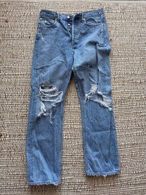 AGOLDE Boyfriend Distressed Medium Wash Jeans